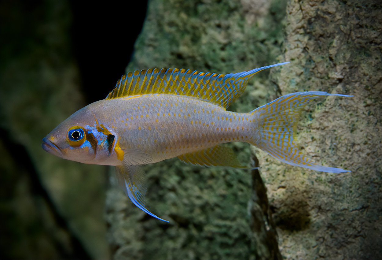 Foto på fisken Neolamprologus pulcher, Kalambo